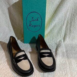 Jack Rogers Quinn Loafers, Creme and Black, New in Box, Size 9M